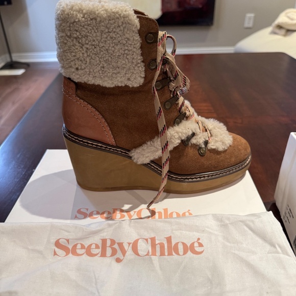 Chloe Martinica Shearling Wedge Boot - Picture 3 of 6
